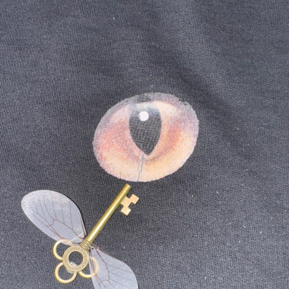 Gildan Blue Bar on a Black Sweatshirt with‎ Cat Eye Graphic - Picture 6 of 6